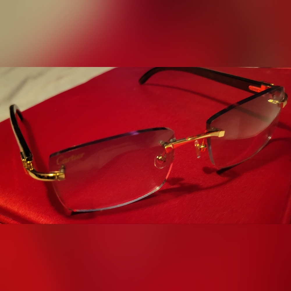 Gold and White Rimless Glasses